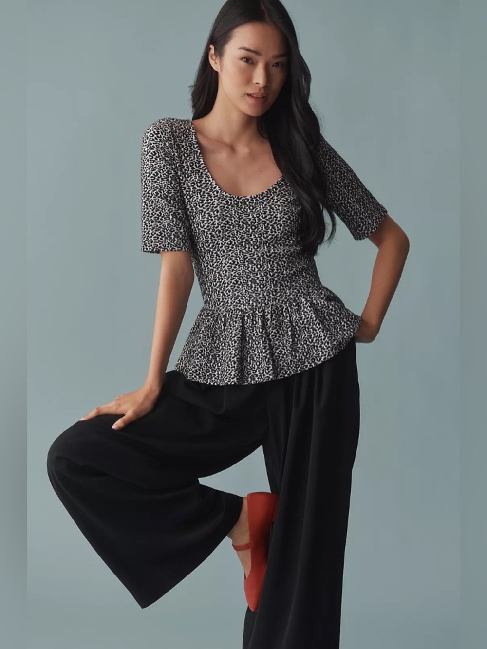 Maeve Peplum Scoop-Neck Top